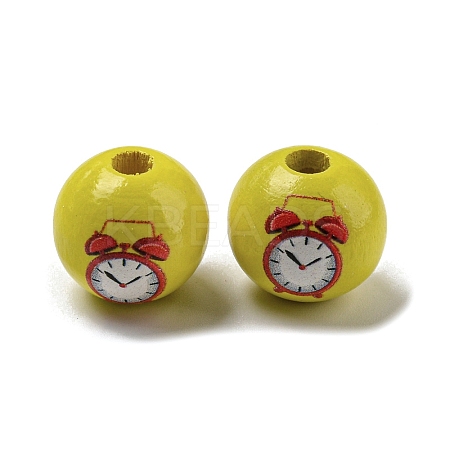 Printed Wood European Beads WOOD-L020-D09-1