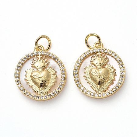 Golden Tone Brass Micro Pave Cubic Zirconia Pendants X-KK-I658-37A-1