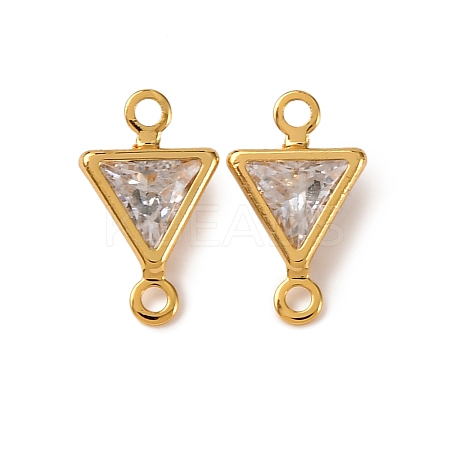 Brass Pave Clear Cubic Zirconia Connector Charms KK-Z121-06G-08-1