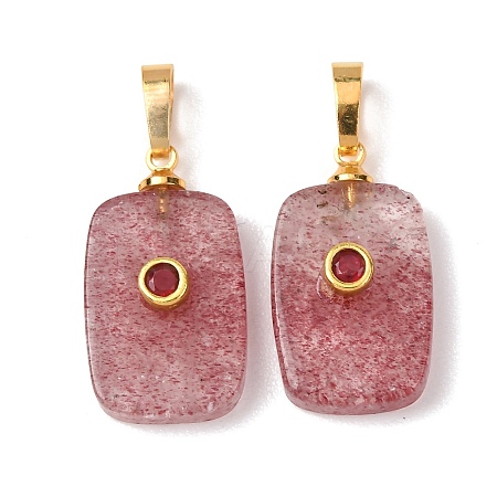 Natural Strawberry Quartz Pendants G-P628-01G-09-1