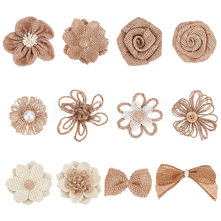36Pcs 12 Styles Handmade Linen Ornament Accessories PATC-ME0001-12-1