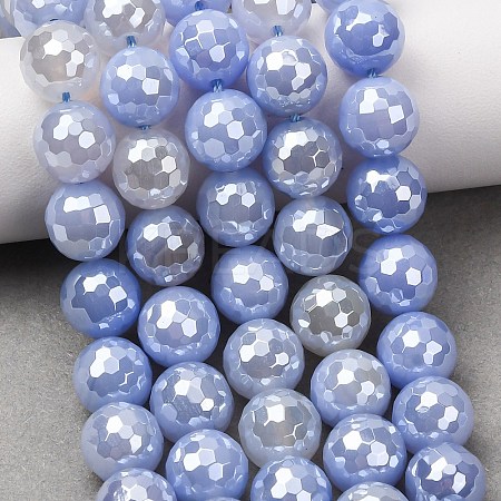 Electroplated Natural Agate Beads Strands G-B191-A07-10mm-16-1