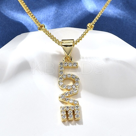 Brass Clear Cubic Zirconia Pendant Necklaces for Women NJEW-A039-02B-G-1