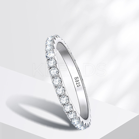 Rhodium Plated 925 Sterling Silver Moissanite Finger Rings for Women WG76D6D-07-1
