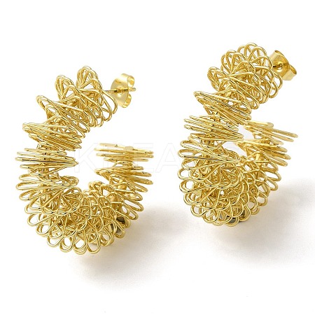 PVD Vacuum Plating 201 Stainless Steel C-shape Stud Earrings with 304 Stainless Steel Pins EJEW-A098-06G-1