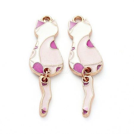 Cat Shape Alloy Enamel Pendants & Dangle Earring Making Kits ENAM-M044-21LG-C-1