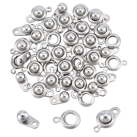 30Sets 201 Stainless Steel Snap Clasps STAS-UN0062-05-1