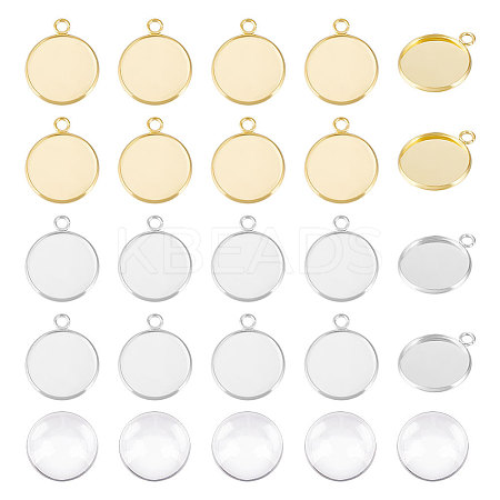 DIY Flat Round Blank Pendant Making Kit DIY-UN0004-82-1