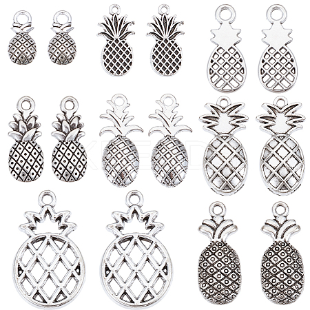 80Pcs 8 Styles Tibetan Style Alloy Charms TIBEP-SC0003-25-1