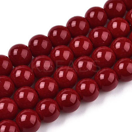 Opaque Solid Color Glass Beads Strands LS-GLAA-T032-P8mm-05-1