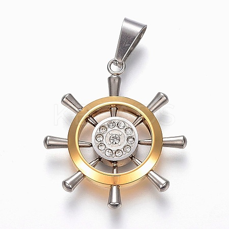 PVD Vacuum Plating 304 Stainless Steel Rhinestone Pendants LS-STAS-F168-33GP-1
