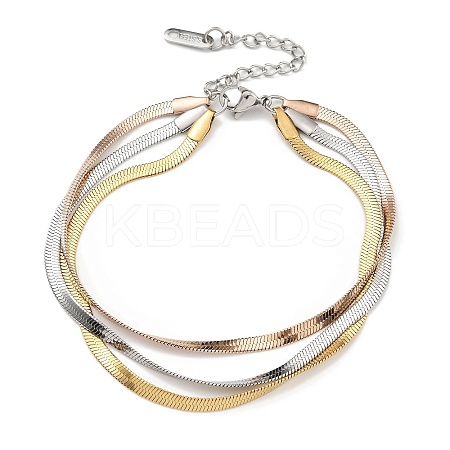 304 Stainless Steel Herringbone Chain Bracelets BJEW-H618-18MC-1