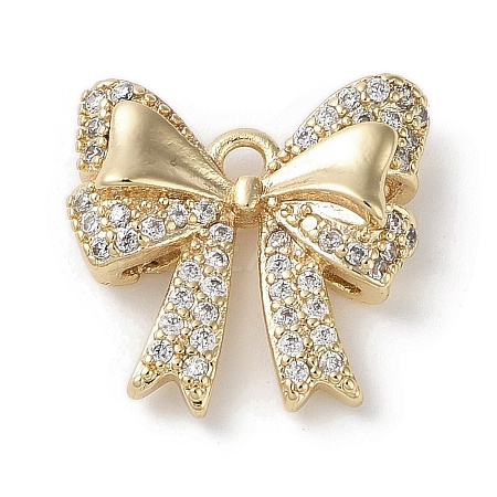 Brass Micro Pave Clear Cubic Zirconia Charms KK-G491-20A-G-1