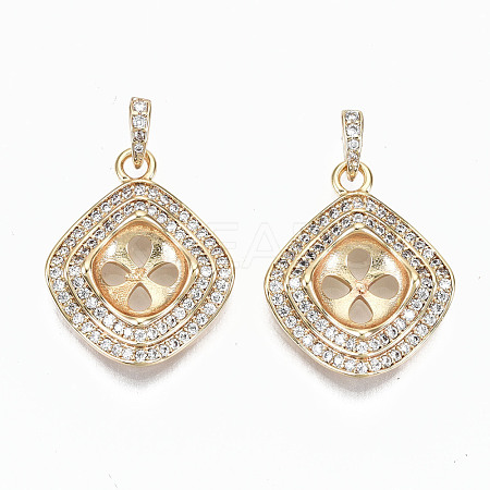 Brass Micro Pave Clear Cubic Zirconia Peg Bails Pendants KK-S356-123G-NF-1