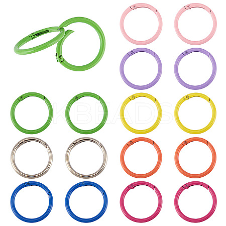   16Pcs 8 Colors Spray Painted Alloy Spring Gate Rings FIND-PH0009-67-1