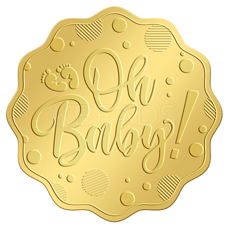 Plastic Self Adhesive Gold Foil Embossed Stickers DIY-WH0211-289-1