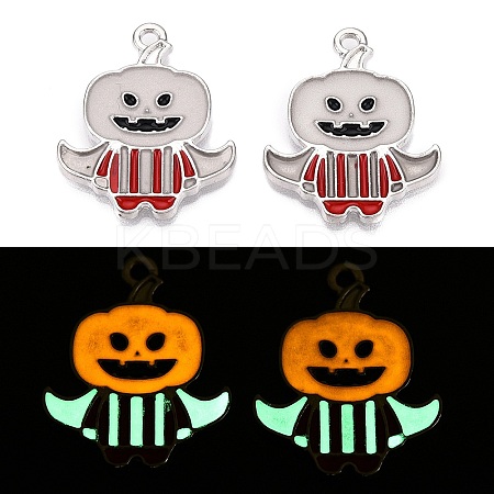Halloween Theme Rack Plating Luminous Alloy Enamel Pendants ENAM-N056-232P-1