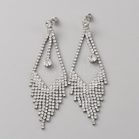 Rhombus Alloy Dangle Stud Earrings EJEW-WH0017-12P-A-1