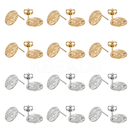 Unicraftale 60Pcs 2 Colors 304 Stainless Steel Stud Earring Findings STAS-UN0043-25-1