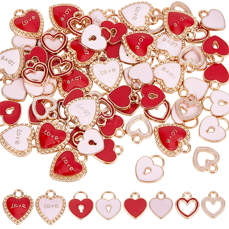 80Pcs 8 Styles Alloy Enamel Pendants ENAM-NB0002-21-1