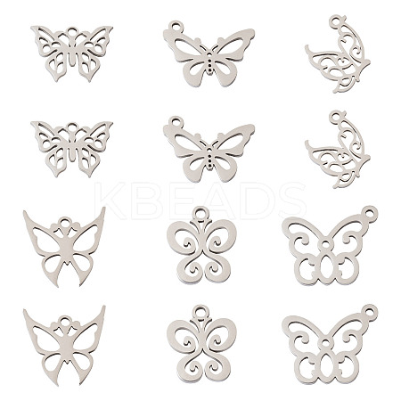 36Pcs 6 Style 201 Stainless Steel Pendants STAS-PJ0001-29-1