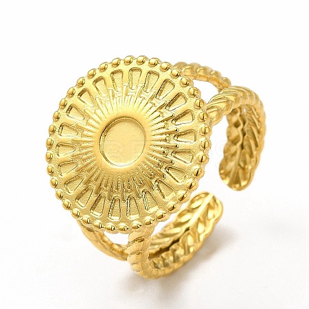 Ion Plating(IP) 304 Stainless Steel Sun Open Cuff Ring Settings RJEW-B027-24G-1