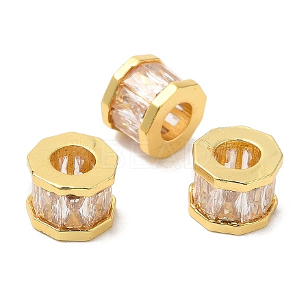 Rack Plating Brass Cubic Zirconia European Beads KK-R147-02G-1