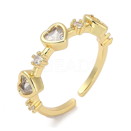 Rack Plating Brass Micro Pave Cubic Zirconia Cuff Finger Rings for Women RJEW-C114-21B-G-1