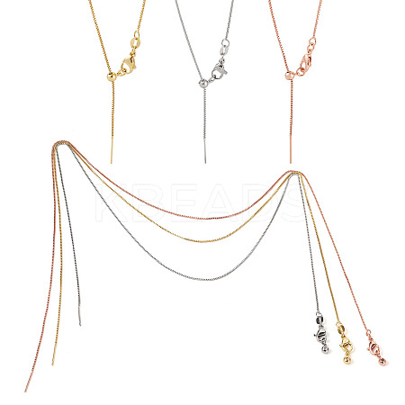 6Pcs 3 Colors Brass Box Chain Necklaces NJEW-TA0001-20-1