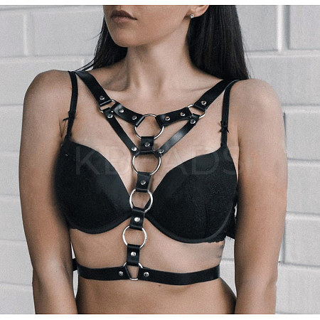 PU Leather & Alloy Harness Chest Waist Chain for Women WGB91D6-16-1