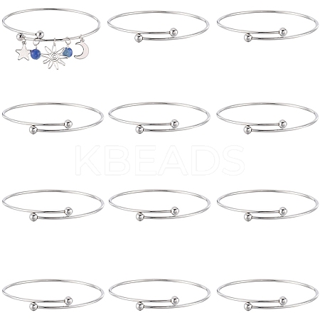 12Pcs Adjustable 304 Stainless Steel Wire Cuff Bangle Making MAK-SC0001-19-1