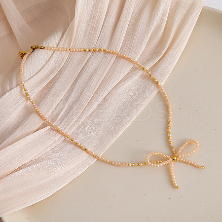Feaceted Rondelle Glass Beaded Necklaces LK3957-7-1