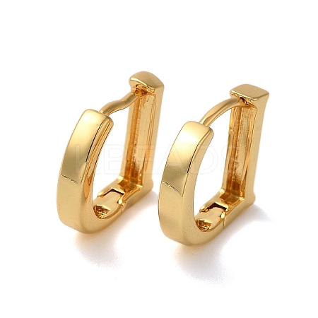 Rack Plating Brass D-Shapes Hoop Earrings EJEW-L224-75G-1