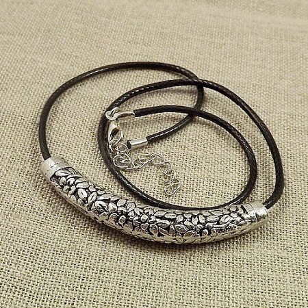 Jewelry Miao Yin Cang Yin Rose Hollow Bend Black Leather Rope Little Fish Lotus Female Short Necklace IZ4680-7-1