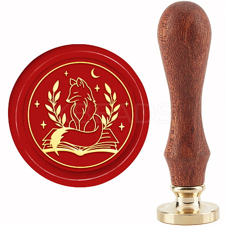 Brass Wax Seal Stamp with Handle AJEW-WH0184-0691-1