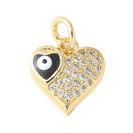 Brass Micro Pave Cubic Zirconia Enamel Pendants KK-D357-01B-G-1