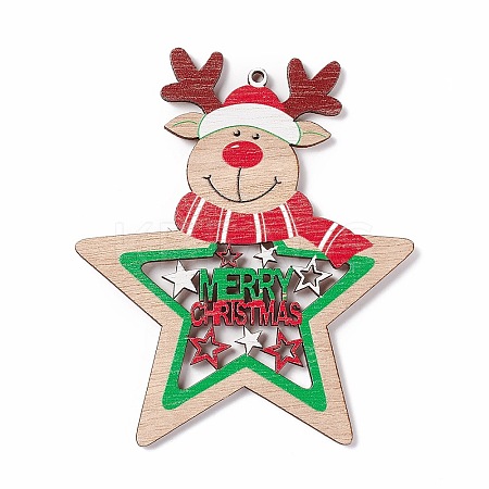 Christmas Spray Painted Wood Big Pendants LS-FIND-H030-22-1