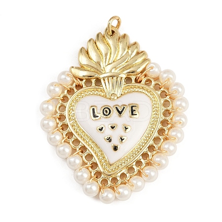 Brass White Enamel Pendants KK-L244-04G-1