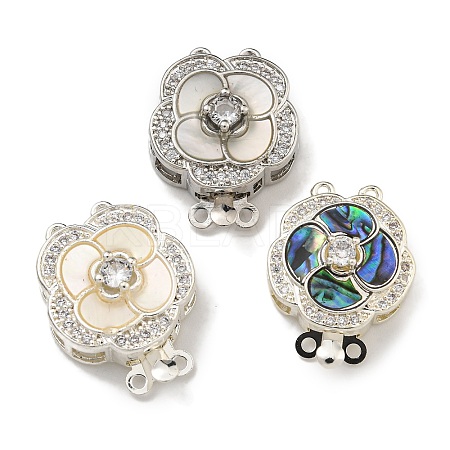 Brass Micro Pave Cubic Zirconia Box Clasps KK-U037-39P-1