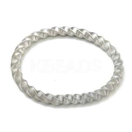 Non-Tarnish Adjustable 304 Stainless Steel Twist Spring Wire Bracelets BJEW-H617-14P-1