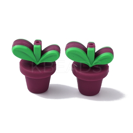 Leaf Pot Food Grade Eco-Friendly Silicone Beads SIL-WH0014-18I-1