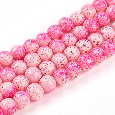 Transparent Baking Paint Glass Beads Strands X-DGLA-N009-8mm-01-1