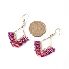 Braided Glass & 201 Stainless Steel Dangle Earrings EJEW-MZ00159-01-4