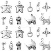 100Pcs 10 Styles Tibetan Style Alloy Charms TIBEP-CJ0002-65-1