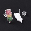 Colorful Acrylic Imitation Food Stud Earrings with Platic Pins for Women EJEW-F293-02D-2