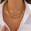 4Pcs 4 Styles CCB Plastic Round Beaded Necklaces and Iron Snake Chain Necklaces NJEW-V003-07G-1