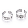 304 Stainless Steel Word King Open Cuff Ring for Women RJEW-T027-09P-2