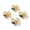 Ion Plating(IP) Cubic Zirconia Oval Buckle Shape Open Cuff Ring RJEW-C041-09G-1