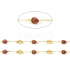 Handmade Natural Red Picture Jasper & Brass Round Beaded Chains for Necklaces Bracelets Making CHC-A006-14G-1