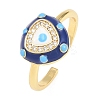 Brass Micro Pave Cubic Zirconia Cuff Open Rings for Women RJEW-K264-16G-02-4